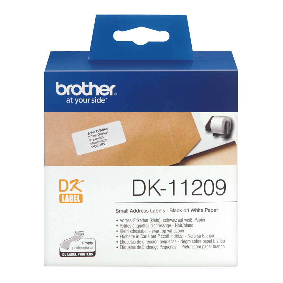 Brother DK-11209 - Blanco y negro - 800) Etiquetas de dirección - para Brother QL-1050, 1060, 500, 550, 560, 570, 580, 600, 650, 700, 710, 720, 820