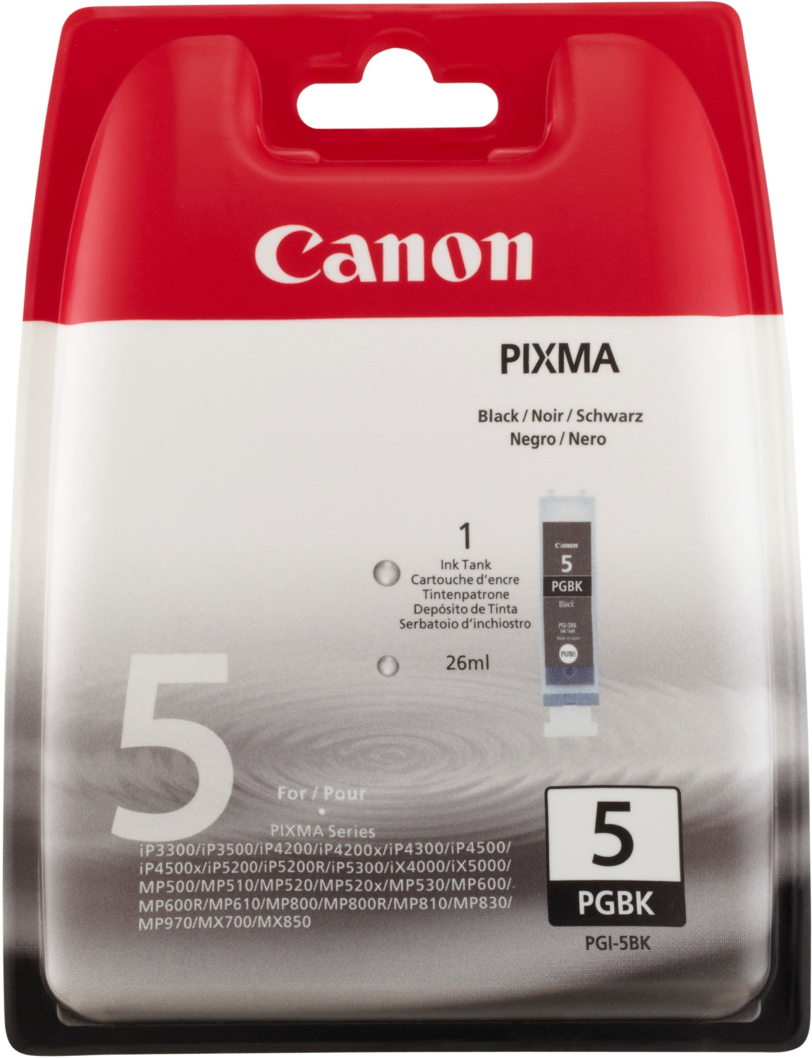 Canon PGI-5 - Preto - original - blister - tanque de tinta - para PIXMA iP3500, iP4500, iP5300, MP510, MP520, MP610, MP810, MP960, MP970, MX700, MX850