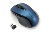 Kensington Pro Fit Mid-Size - Mouse - Right - Optical - Wireless - 2.4GHz - USB Wireless Receiver - Blue Sapphire