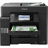 Epson EcoTank ET-5800 - Impresora multifunción - color - inyección de tinta - A4 (210 x 297 mm) (original) - A4 (soportes) - hasta 25 ppm (impresión) - 550 hojas - 33,6 Kbps - USB 2.0, LAN, Wi- Fi(ac) - negro