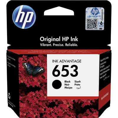 HP 653 - 6 ml - negro - original - Ink Advantage - cartucho de tinta - para Deskjet 2776, Ink Advantage 2374, DeskJet Plus Ink Advantage 6075, Ink Advantage 64XX