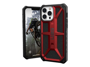 UAG Rugged Case for iPhone 13 Pro Max 5G [6.7-inch] - Monarch Crimson - Phone Back Cover - Tough - Polycarbonate, Rubber, Top Grain Leather, Metal Alloy - Scarlet - 6.7" - for Apple iPhone 13 Pro Max