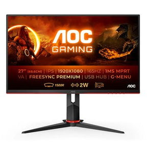 AOC MONITOR 27 FHD CURVED 1 MS 165HZ VGA HDMI DP USB GAMING SPEAKERS C27G2U/BK