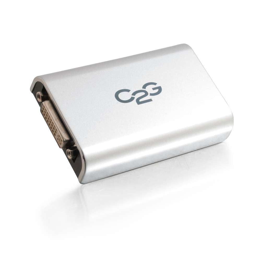 C2G USB 2.0 to DVI Adapter - Adaptador de vídeo externo - USB 2.0 - DVI - cinza