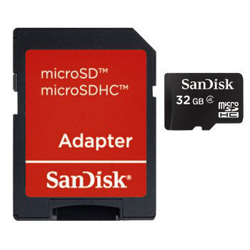 SanDisk - Flash Memory Card (microSDHC to SD Adapter Included) - 32 GB - Class 4 - microSDHC - Black