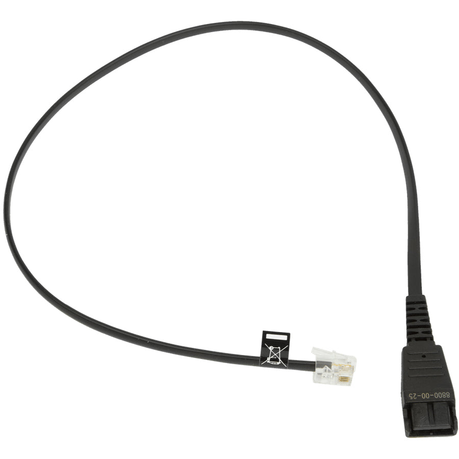 Jabra - Headset Cable - RJ-10 Male to Male Quick Disconnect - Charcoal - for Jabra GN 2100, GN 2200 Duo, GN 2200 Mono