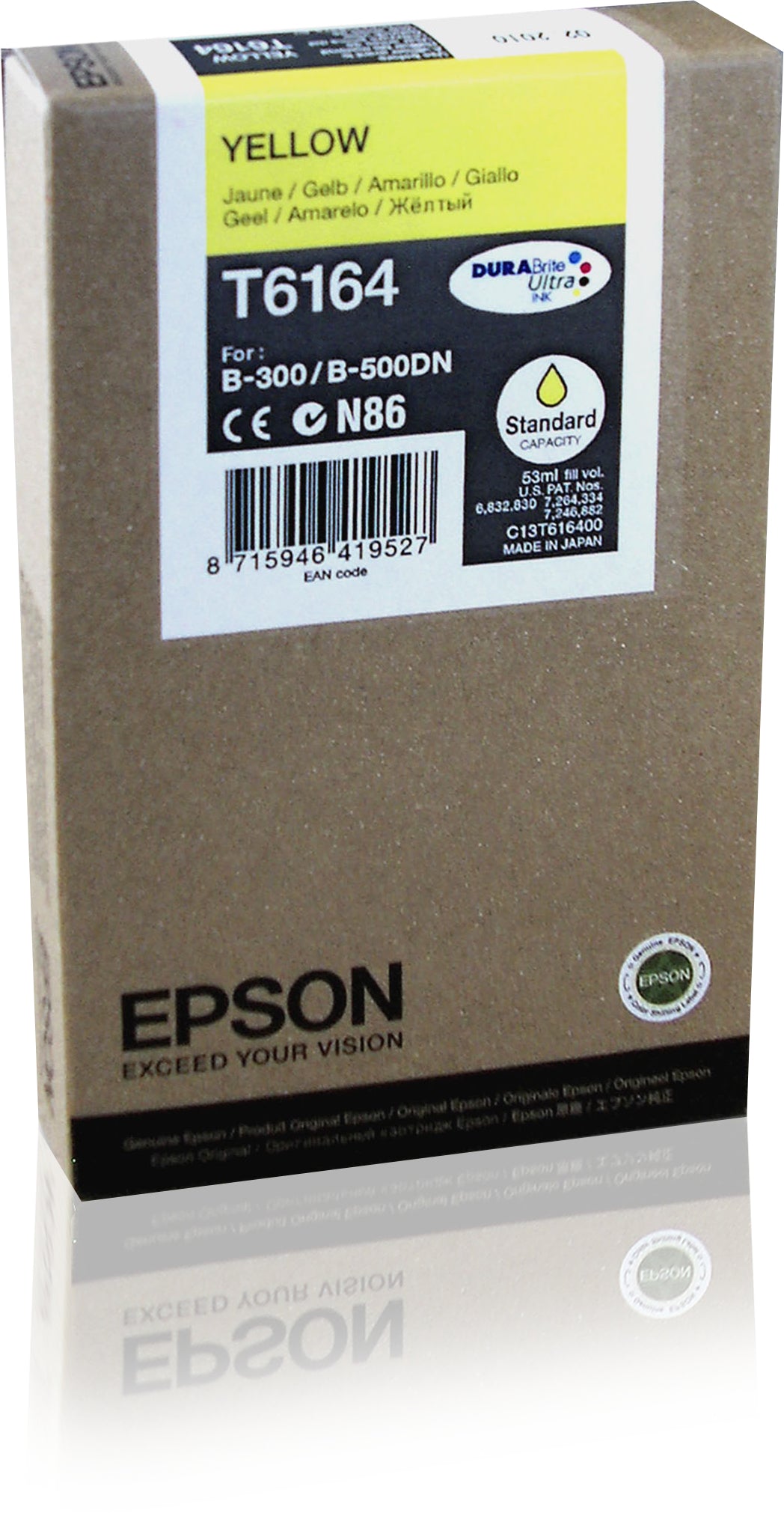 Epson T6164 - 53 ml - amarillo - original - cartucho de tinta - para B 300, 310N, 500DN, 510DN