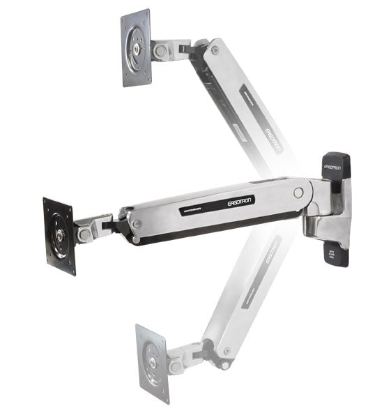 Ergotron Interactive Arm LD - Mounting Kit (swing arm, VESA adapter, wall mount bracket) - Patented Constant Force Technology - for LCD display - aluminum - black trim, polished aluminum - screen size: up to 42"