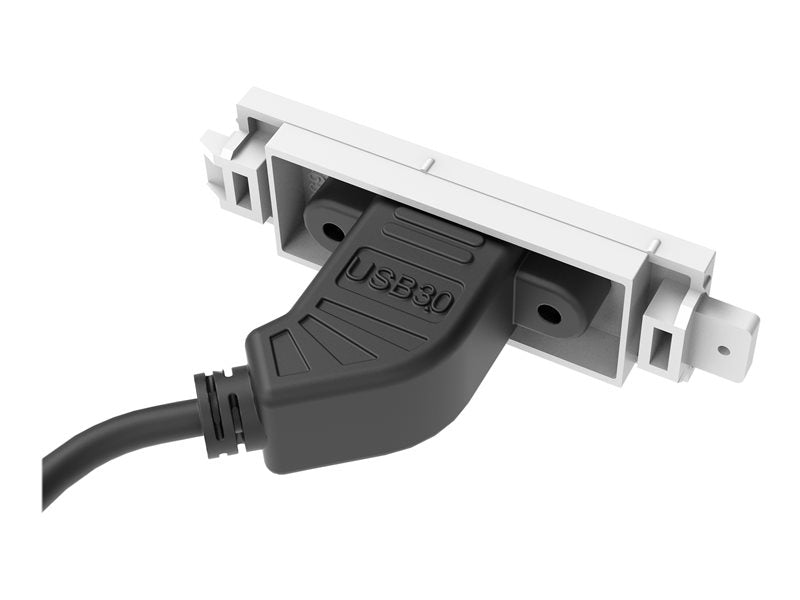 VISION Techconnect Modular AV Faceplate - LIFETIME WARRANTY - USB B (on front) to A module - "A" type socket on the rear and square "B" type socket on the front - USB 3.0 backward compatible with 2.0 - fixes into Techconnect surrounds - plastic - whi