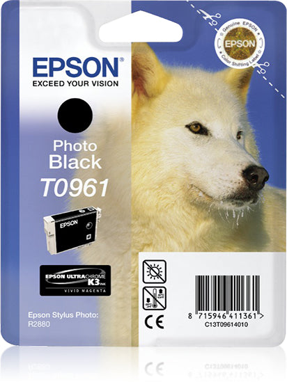 Epson T0961 - 11.4 ml - black photo - original - blister - ink cartridge - for Stylus Photo R2880