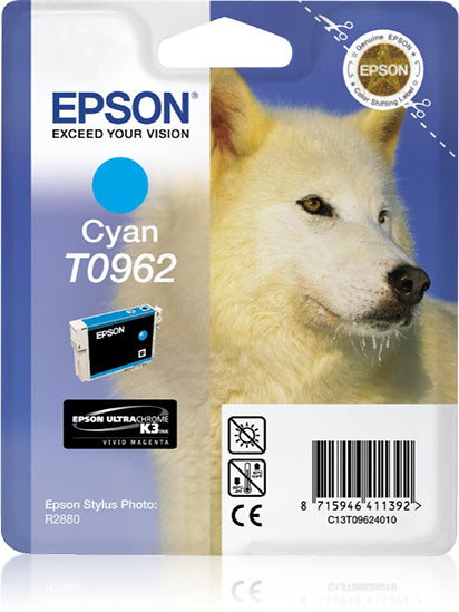 Epson T0962 - 11.4 ml - cyan blue - original - blister - ink cartridge - for Stylus Photo R2880