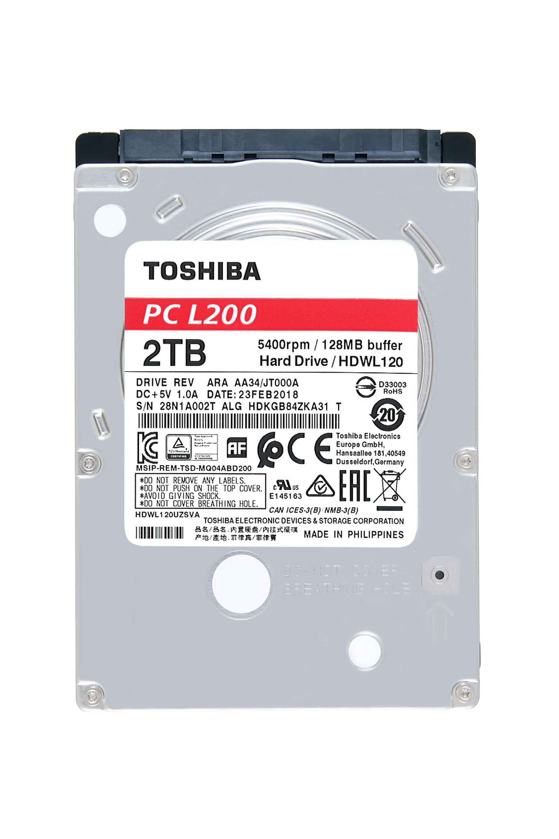 Disco 2.5 NB 9.5mm 2TB TOSHIBA 128Mb SATA 6Gb/s 54rp-L200