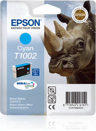 Epson T1002 - 11.1 ml - cyan blue - original - blister - ink cartridge - for Stylus SX510, SX515, SX600, SX610, Stylus Office B1100, B40, BX310, BX600, BX610