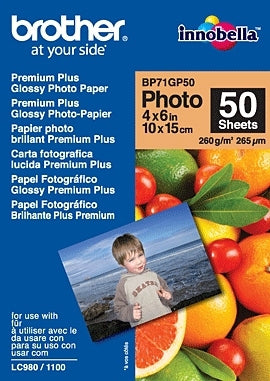 Brother BP - Brillante - 100 x 150 mm 50 hoja(s) papel fotográfico - para Brother DCP-J1200, J772, J774, MFC-J1300, J2340, J3540, J3940, J4335, J4340, J890, J895