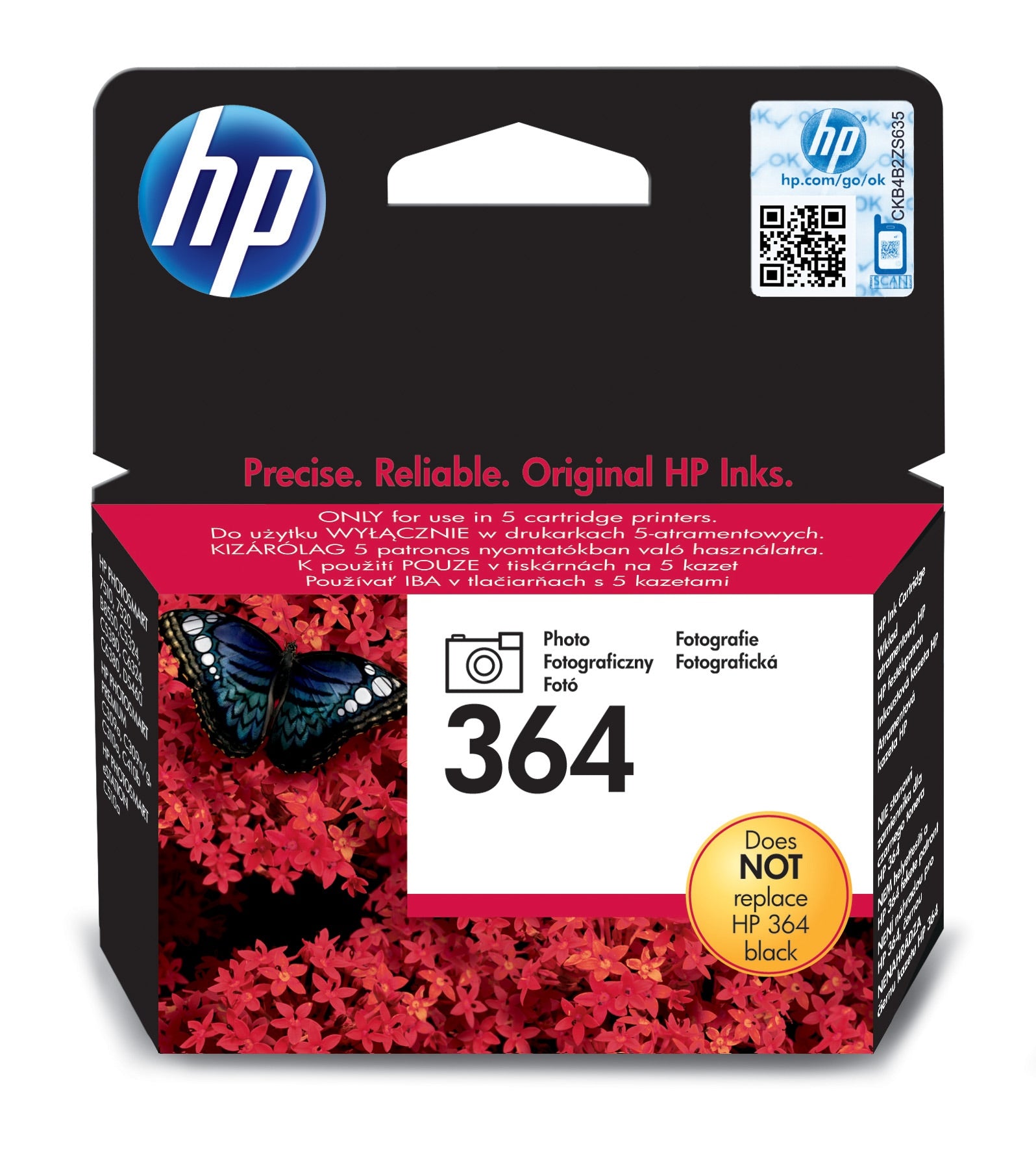 HP 364 - 3 ml - negro fotográfico - original - cartucho de tinta (en la foto) - para Photosmart 7510 C311, 7520, eStation C510, Premium C310, Premium Fax C410