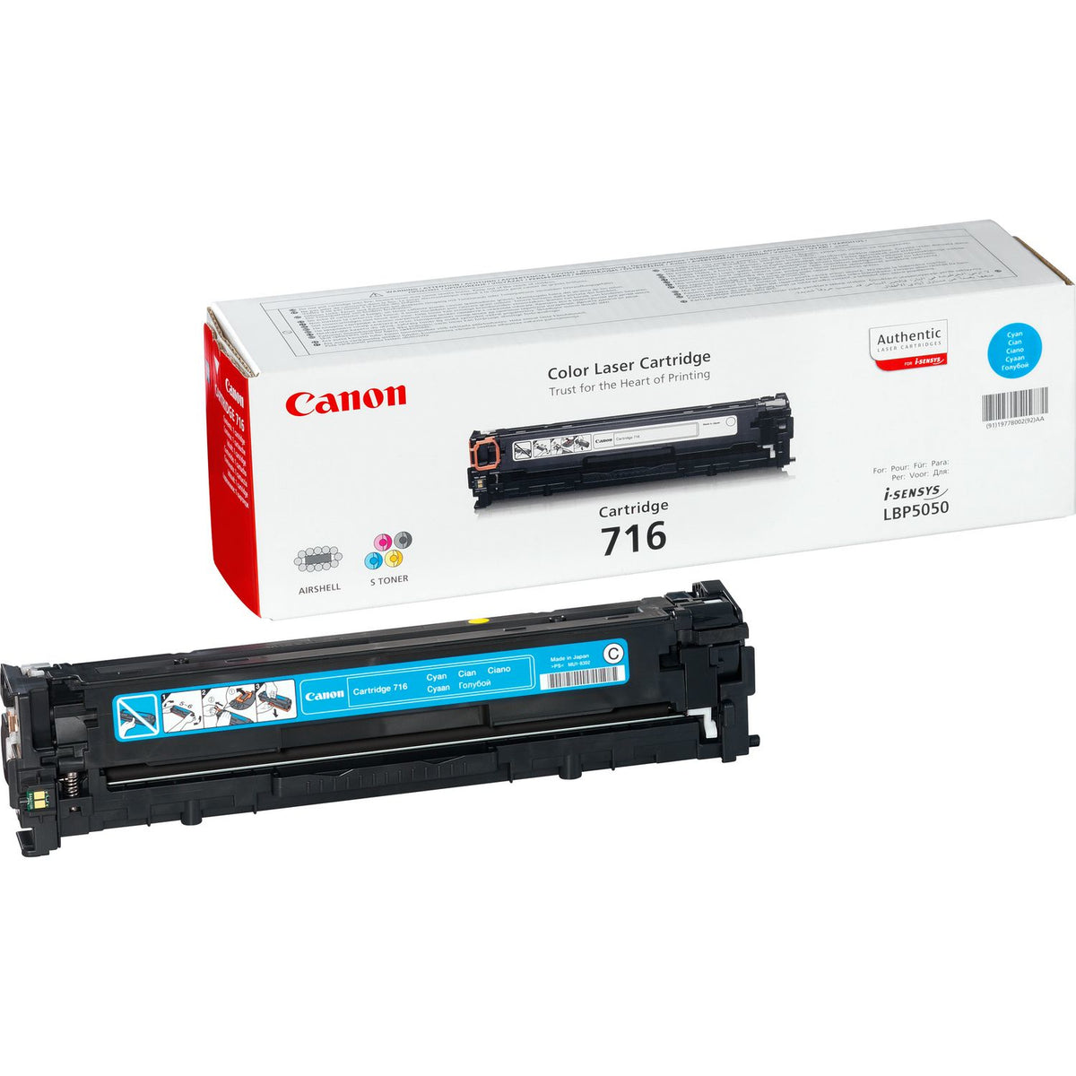 Canon 716 Cyan - Azul cian - original - cartucho de tóner - para i-SENSYS LBP5050, LBP5050N, MF8030CN, MF8040Cn, MF8050CN, MF8080Cw