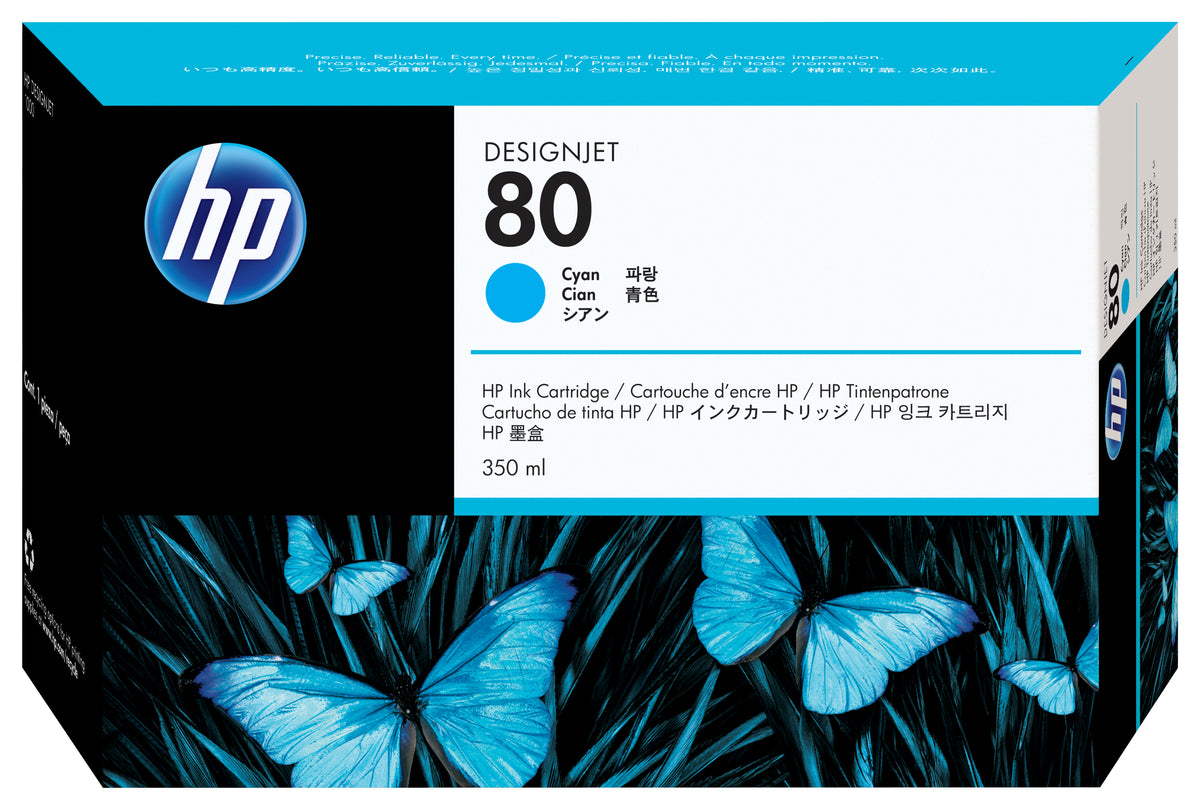 HP 80 - 350 ml - azul cyan - original - DesignJet - tinteiro - para DesignJet 1050c, 1050c plus, 1055cm, 1055cm plus