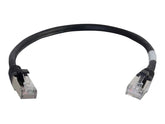 Cable de conexión de red C2G Cat6a blindado (STP) - Cable de conexión - RJ-45 (M) a RJ-45 (M) - 30 cm - PTB - CAT 6a - moldeado, sin nudos, trenzado - negro (89931)