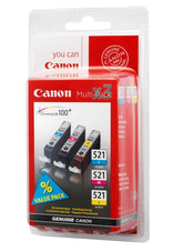 Canon CLI-521 C/M/Y Multi pack - Pack of 3 - yellow, cyan, magenta - original - ink tank - for PIXMA iP3600, iP4700, MP540, MP550, MP560, MP620, MP630, MP640, MP980, MP990 , MX860, MX870