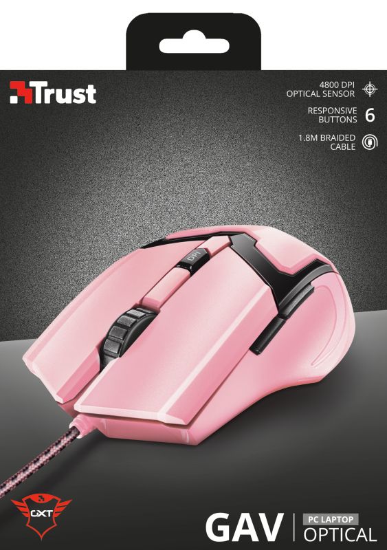 TRUST GXT 101P Gav Ratón óptico para juegos rosa - 23093