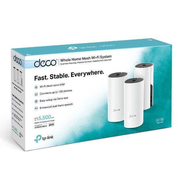 Router TP-Link AC1200 Whole-Home Mesh Wi-Fi de doble banda de 867 Mbps - DECO M4 (paquete de 3)