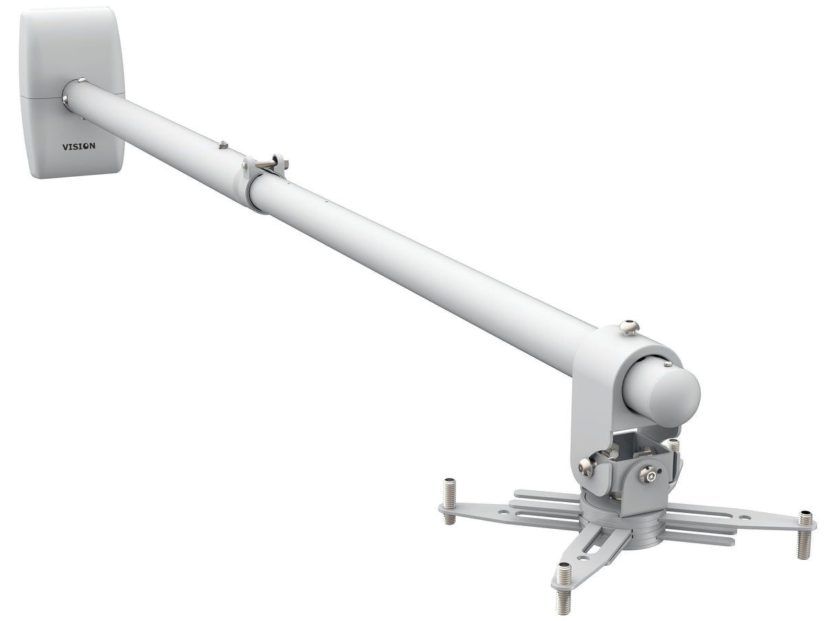 VISION Professional Short-Throw or Ultra-Short-Throw Projector Wall Mount - LIFETIME WARRANTY - telescopic boom with length 930-1530 mm / 37-60" from wall to middle of projector - Projector can be mounted at any point along the boom - Boom gradient a