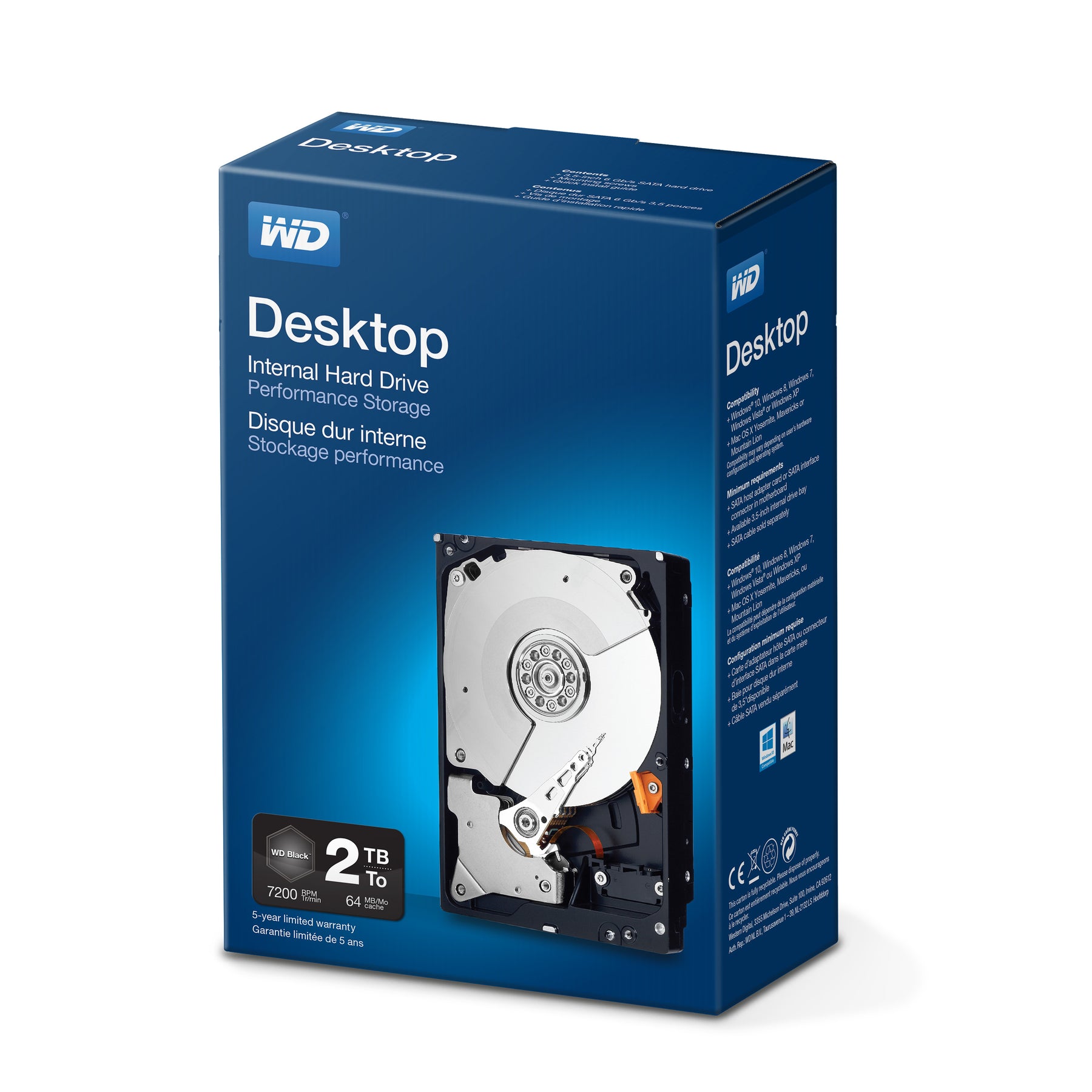 WD Desktop Performance WDBSLA0020HNC - Disco rígido - 2 TB - interna - 3.5" - SATA 6Gb/s - 7200 rpm - buffer: 64 MB