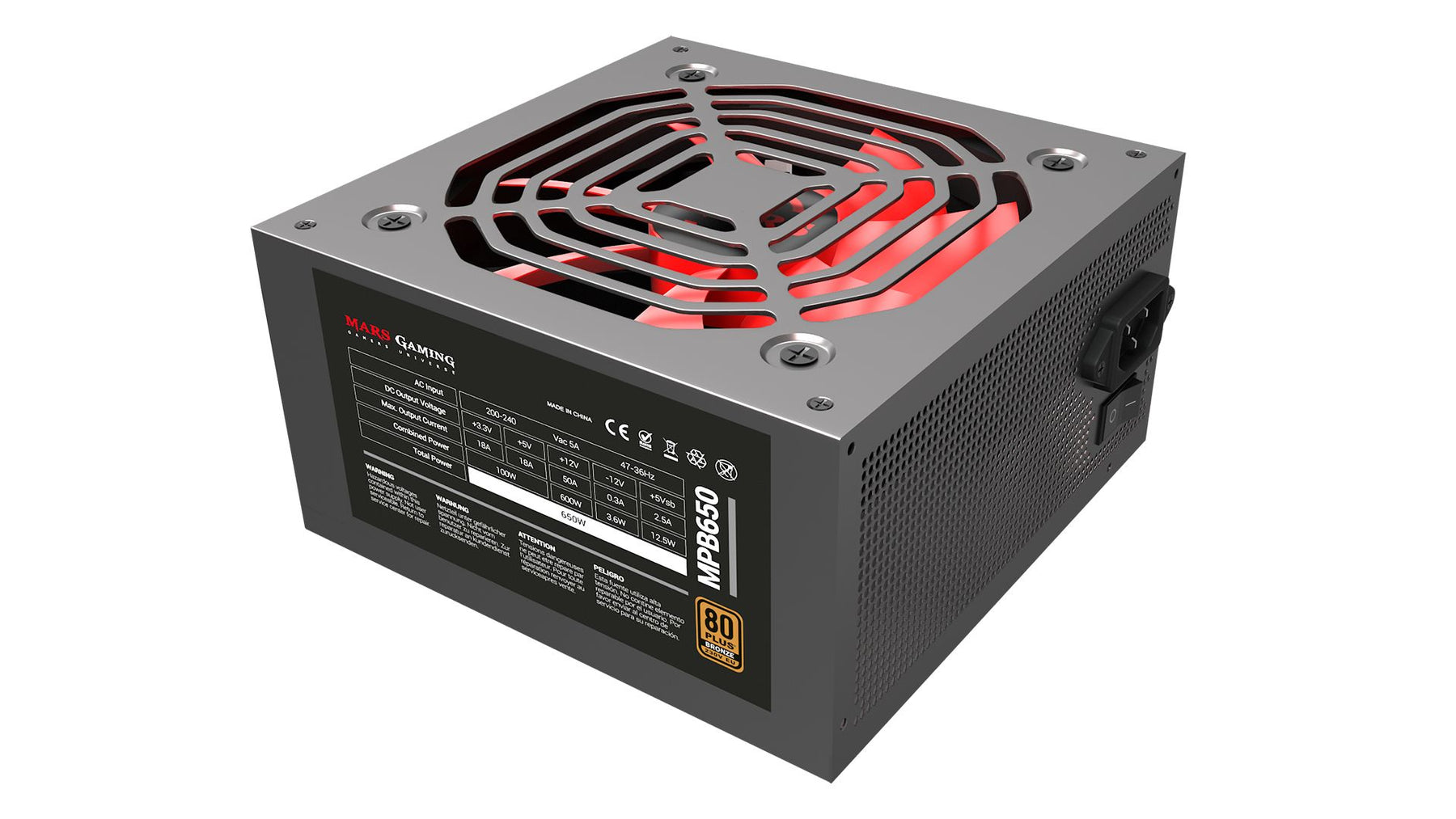 Food Source MARS GAMING MPB 650W PSU 80PLUS BRONZE 230V - MPB650 (MPB650)