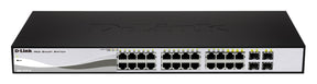 D-Link DGS 1210-24P - Switch - smart - 24 x 10/100/1000 (PoE+) + 4 x Gigabit Ethernet/Gigabit SFP array - desktop, rail mountable - PoE+ (193W)