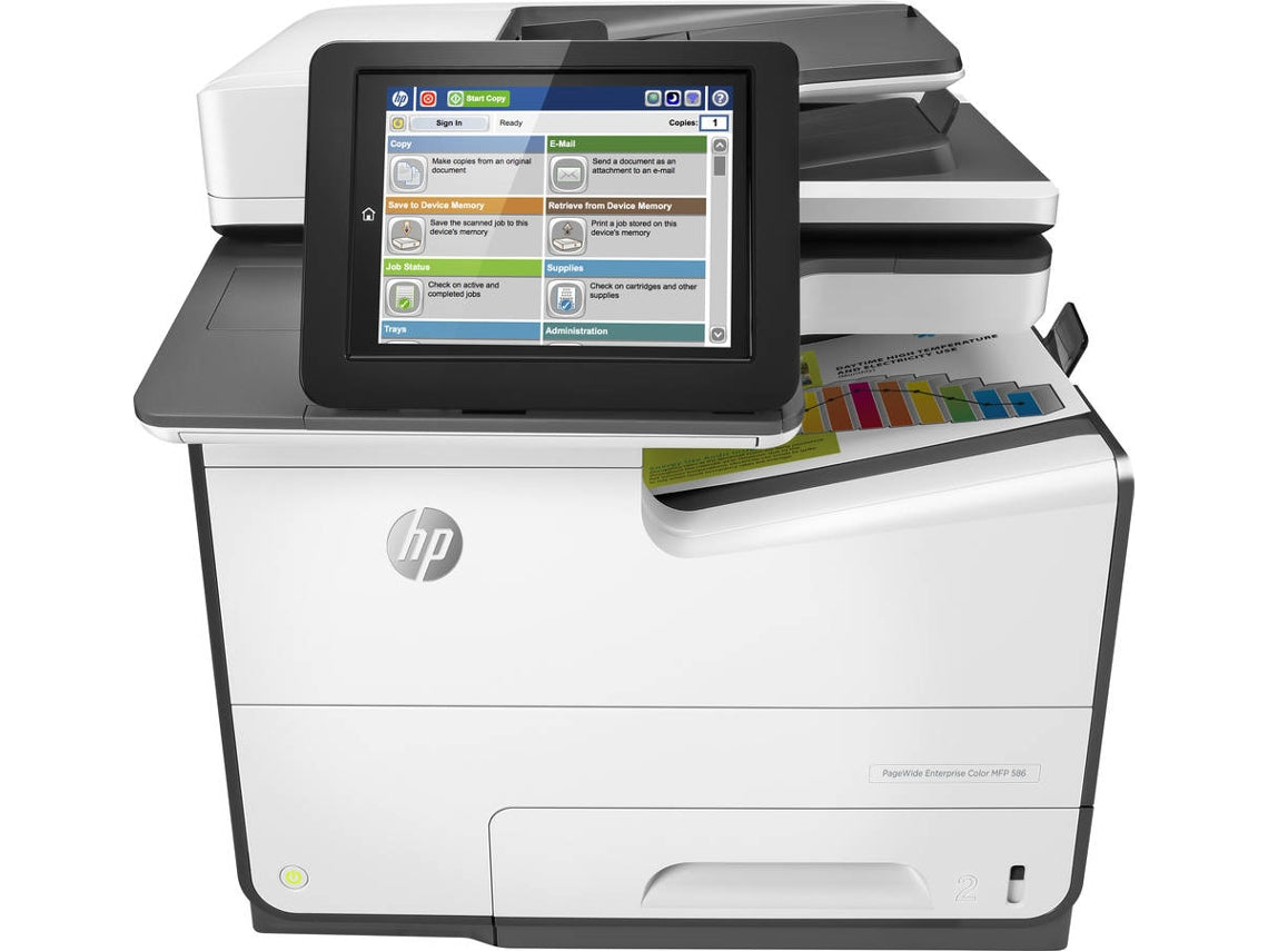 HP PageWide Enterprise Color MFP 586dn - Impresora multifunción - Color - Matriz de ancho de página - A4 (210 x 297 mm), Legal (216 x 356 mm) (original) - A4/Legal (soportes) - hasta 50 ppm (copia) - hasta 50 ppm (impresión) - 550 hojas - USB 2.0, Gi