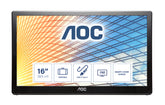 AOC E1659FWU - myConnect Series - LED monitor - 15.6" - portable - 1366 x 768 @ 60 Hz - TN - 200 cd/m² - 500:1 - 5 ms - USB - black