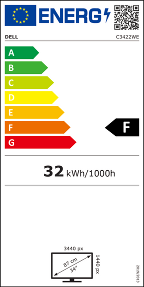 Dell 34 Video Conferencing Monitor C3422WE - LED Display - Curved - 34.14" - 3440 x 1440 UWQHD @ 60 Hz - IPS - 300 cd/m² - 1000:1 - 5 ms - HDMI, DisplayPort, USB-C - Speakers - 3 Years Old Advanced Exchange Basic Warranty - for Latitude 5320,