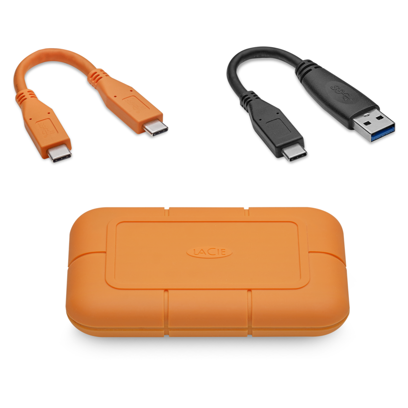 LaCie Rugged SSD STHR500800 - SSD - encrypted - 500 GB - external (portable) - USB 3.1 Gen 2 / Thunderbolt 3 (USB C connector) - Self-Encrypting Drive (SED)