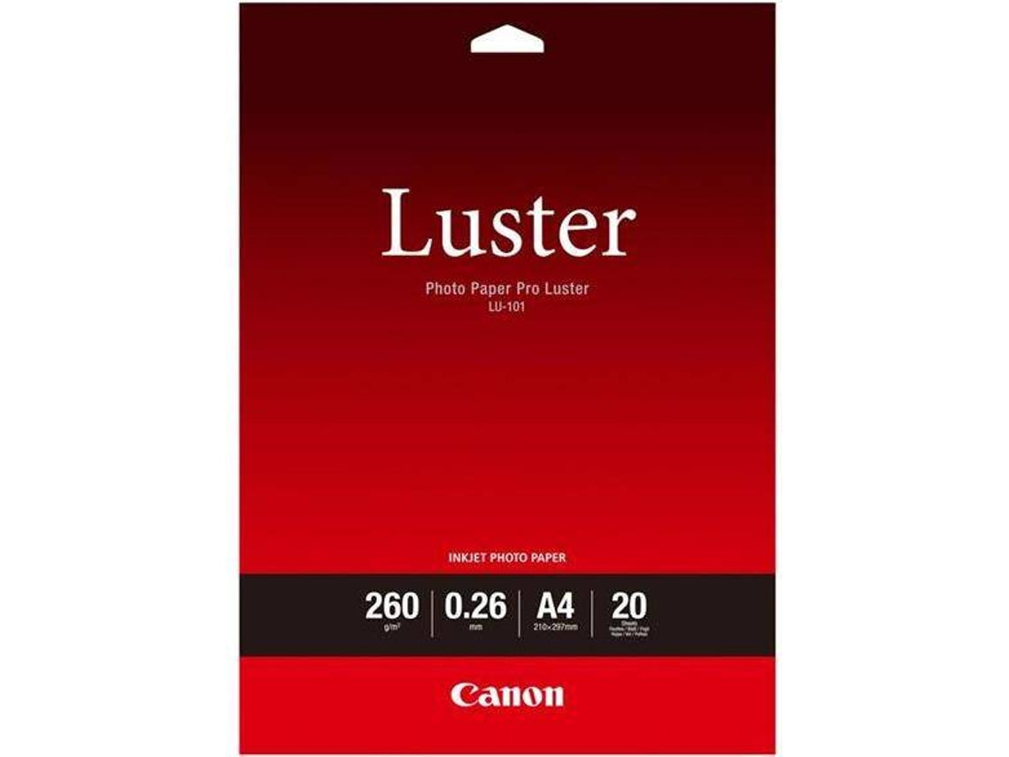 Canon Photo Paper Pro Lustre LU-101 - Brillo - 260 micras - A4 (210 x 297 mm) - 260 g/m² - 20 hoja(s) papel fotográfico - para PIXMA PRO-1, PRO-10, PRO-100 (6211B006 )