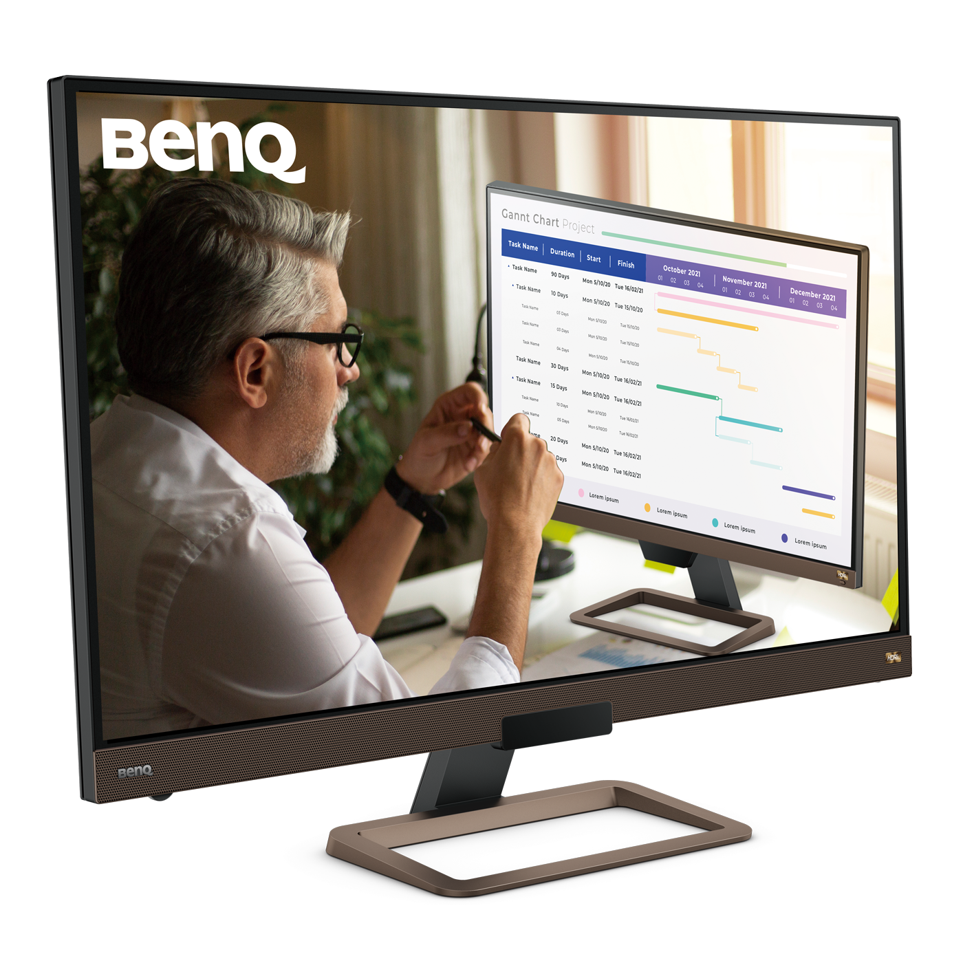 BenQ EW3280U - Monitor LED - 32" - 3840 x 2160 4K UHD (2160p) @ 60 Hz - IPS - 400 cd/m² - 1000:1 - HDR10 - 5 ms - 2xHDMI, DisplayPort, USB-C - altavoces con subwoofer - negro , marrón metalizado