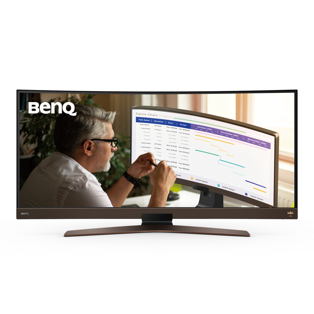 BenQ EW3880R - LED Display - curved - 37.5" - 3840 x 1600 WQHD+ @ 60 Hz - IPS - 300 cd/m² - 1000:1 - HDR10 - 4 ms - 2xHDMI, DisplayPort, USB-C - speakers with subwoofer - metallic brown