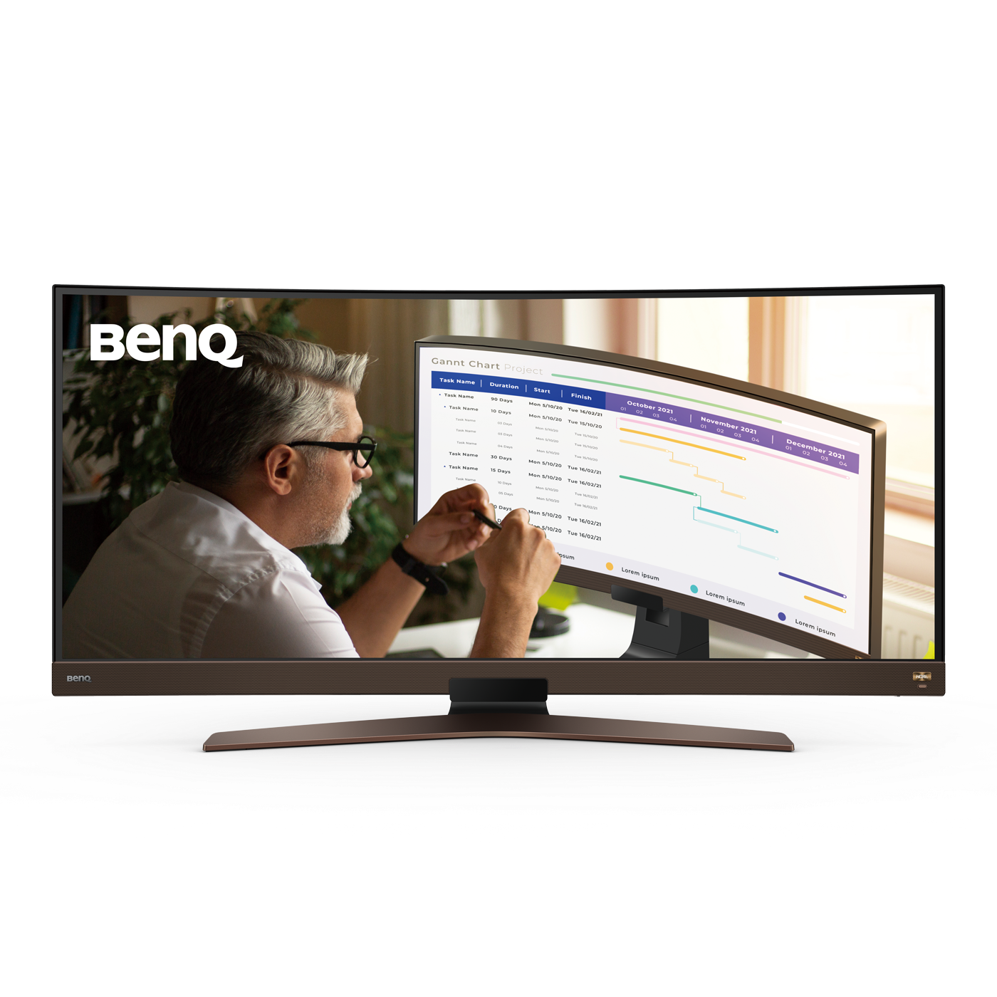 BenQ EW3880R - LED Display - curved - 37.5" - 3840 x 1600 WQHD+ @ 60 Hz - IPS - 300 cd/m² - 1000:1 - HDR10 - 4 ms - 2xHDMI, DisplayPort, USB-C - speakers with subwoofer - metallic brown