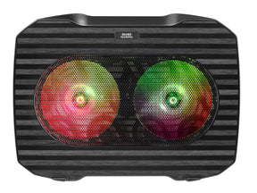 BASE VENT MARSGAMING MNBC0, FLUJO RGB, 2 VENTILADORES, MALLA METÁLICA, TAMAÑO HASTA 15,6\" - MNBC0