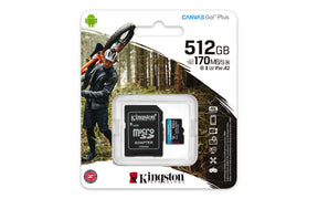 MicroSD Kingston Canvas Go Plus 512GB class10 UHS-I U3 V30 A2(170MB/s-90MB/s)