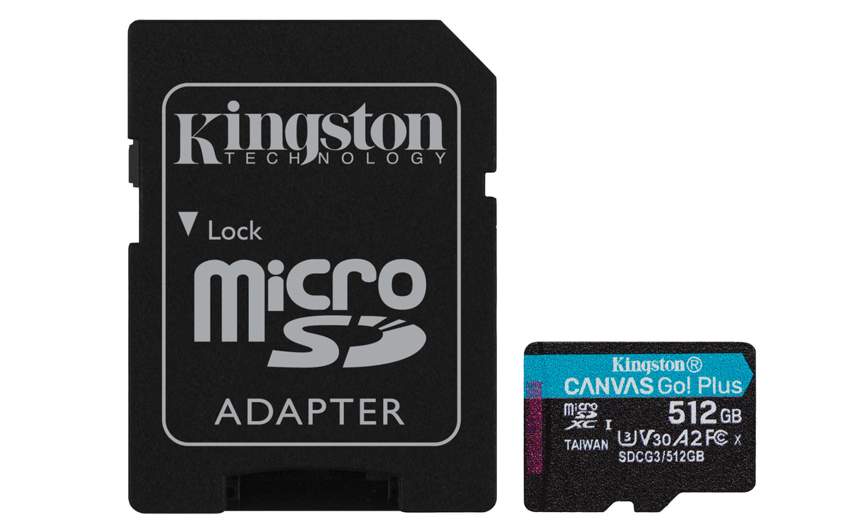 MicroSD Kingston Canvas Go Plus 512GB class10 UHS-I U3 V30 A2(170MB/s-90MB/s)