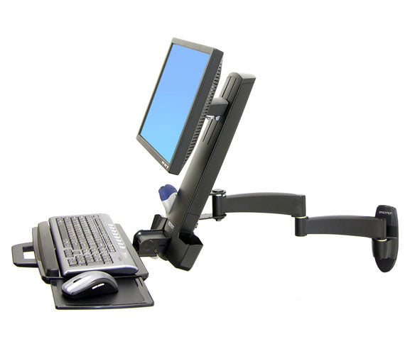 Ergotron 200 Series - Mounting Kit (Swing Arm, Barcode Scanner Bracket, Keyboard Tray with Left/Right Mouse Tray) - For LCD Display / PC Equipment - Steel - Black - Screen Size: Up to 24" - wall mountable