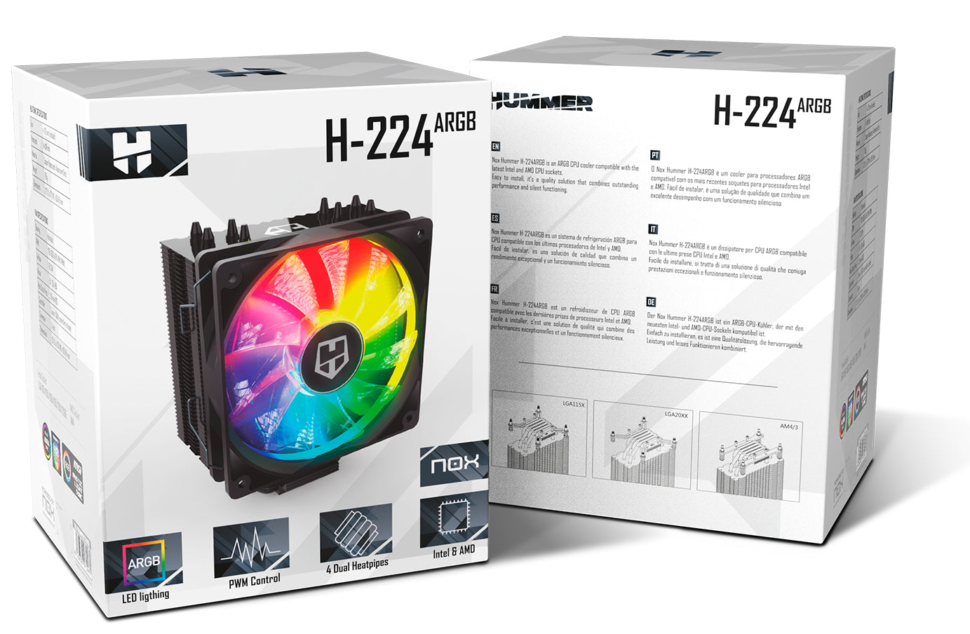 Cooler CPU NOX Hummer H-224 RGB 120mm PWM