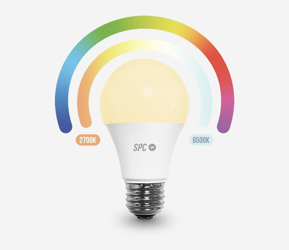 Lámpara SPC IOT AURA 1050 Lúmenes Color-Blanco-Frío-Cálido 10W (70W) E27 A60