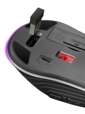 Rato MARS GAMING Wireless 3.200DPI, Botões Mecanicos, RGB Flow/Antisliding  - MMW2