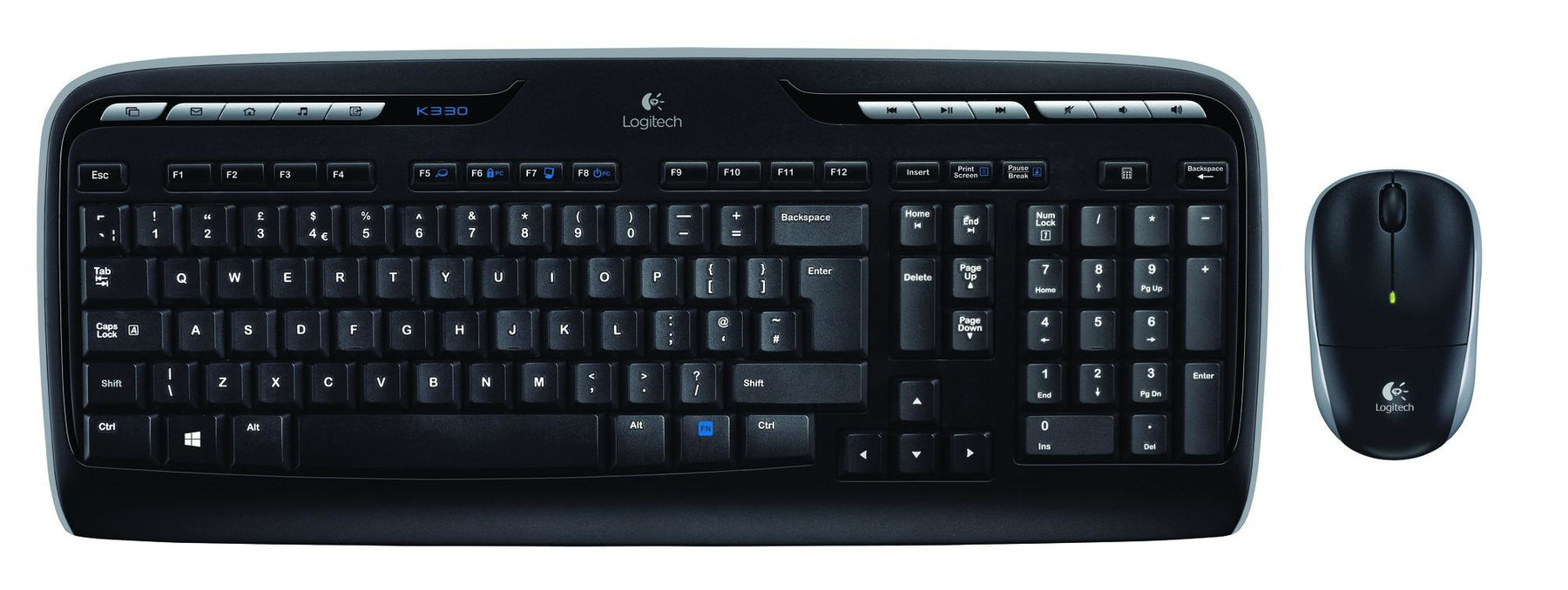 Logitech Wireless Combo MK330 - Conjunto de teclado e rato - sem fios - 2.4 GHz - Russo - preto