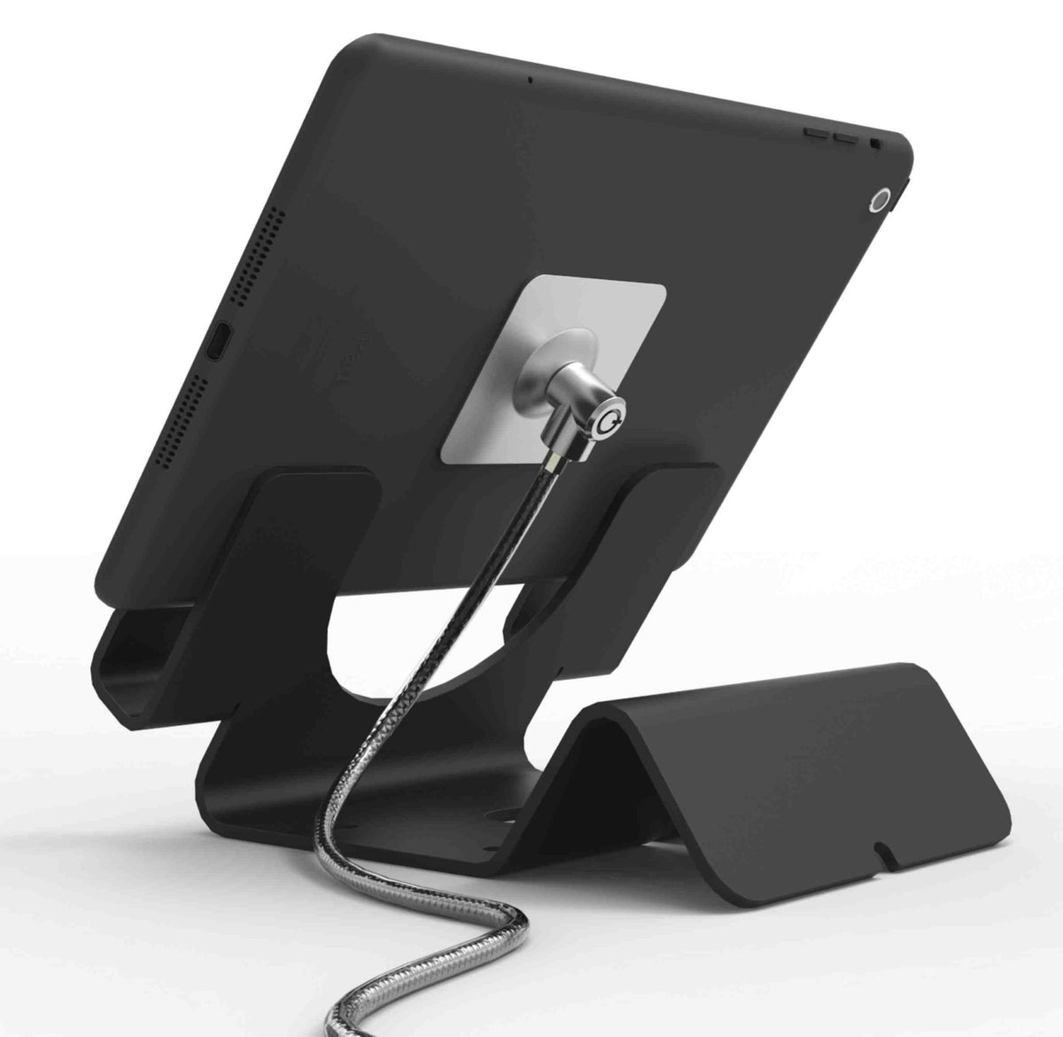 Compulocks Universal Tablet Holder with Keyed Cable Lock - Secure Tablet Desk Stand - Black