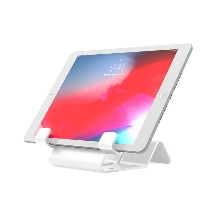 Compulocks Universal Tablet Holder Display With Keyed Cable Lock - Platform - for tablet - lockable - high grade aluminum - white - surface mountable