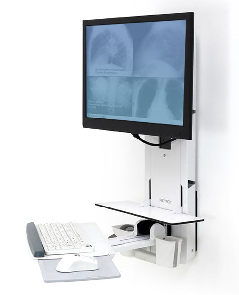 Elevador vertical StyleView de Ergotron, habitación del paciente - Kit de montaje de monitor/teclado (vertical) - para trabajar de pie o sentado - montaje en pared - hasta 24" - blanco