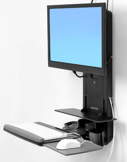 Ergotron StyleView Sit-Stand Vertical Lift, Patient Room - Kit de montagem (descanso para pulso, bolsa de rato, elevação vertical de painel, suporte de scanner de código de barras, bandeja de teclado, braço do monitor, bandeja de rato deslizante) - p
