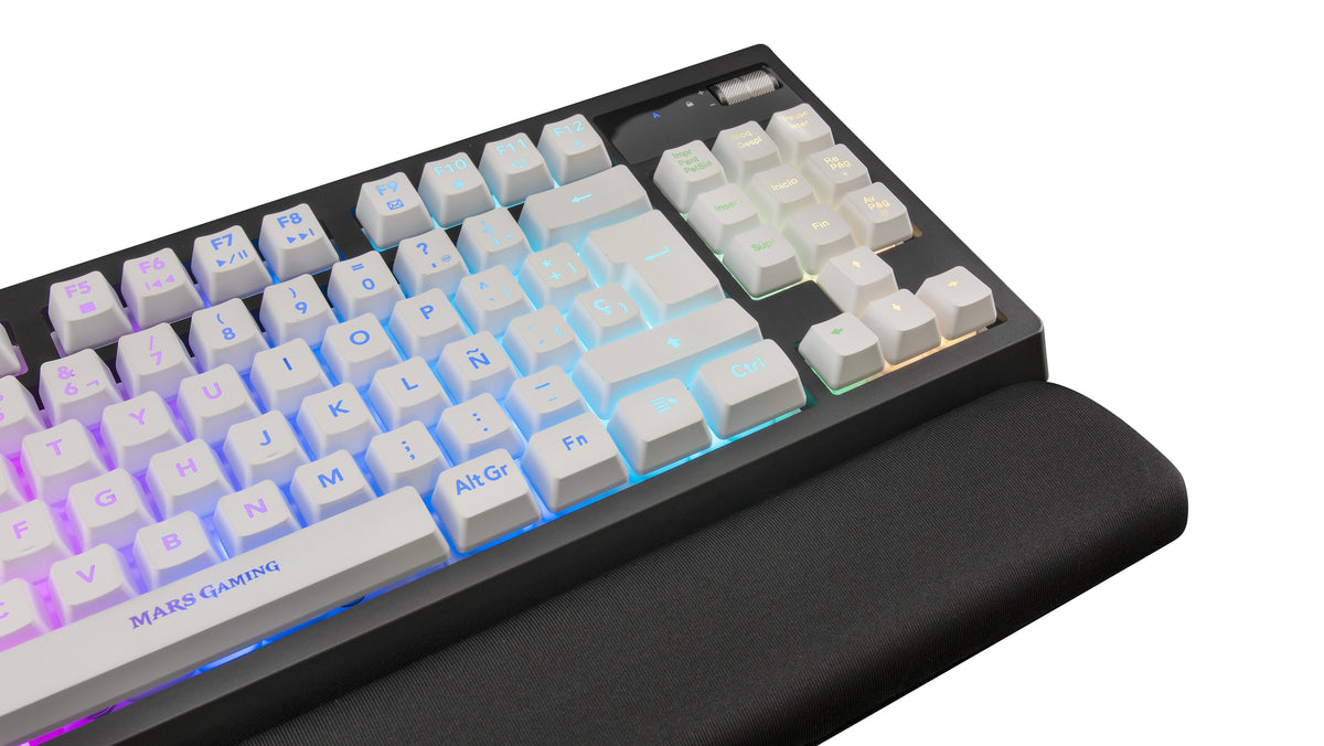 TECLADO MARS GAMING MKAX FULL RGB H-MECHANICAL TKL, GEL PALMREST - BLANCO PORTUGUÉS